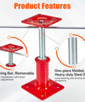 Built Like A Tank Heavy Duty 4 Pack Foundation Jacks With Swiveling Tops Adjustable 7 To 11 Inches Holding 11023 Pounds, showing removable turning bar and steel structure.