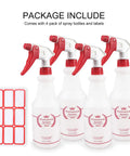 All Purpose Spray Bottles 4 Pack 24 Oz Heavy Duty Leak Proof Workhorse Sprayers with Adjustable Mist To Stream Nozzle and labels