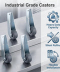Heavy Duty 4 Pack Vertical Track Roller Wheels For Garden Gate Replacement With Non Slip Rubber Tires Dual Mount Design Rock Solid Easy Roll Caster Set For Sliding Doors And Patio Furniture on a metallic surface.