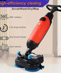 Front view of Beast Mode Industrial 18 Inch Floor Cleaning Machine With 240 RPM Scrubbing And Buffer Action Cleans Carpet And Hard Floors Fast 3 Gallon Tank Dual Brush Heads 13000 Sqft Per Hour Coverage Red