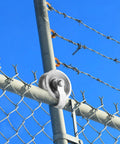5 Inch Pipe Track Gate Rollers For Chain Link Sliding Gates Heavy Duty Wheels To Fit 1 7 8 Inch Posts Installed on fence