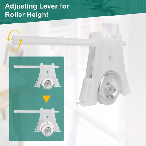 Adjusting lever for roller height of Four Pack Sliding Screen Door Roller Assembly With 1-1/4 Inch Concave Nylon Wheels.