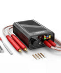 Kickass 10Kw Cordless Spot Welder With Crisp Lcd Display Twenty Five Precision Settings showing machine with tools and connectors.