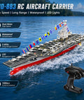 RC Aircraft Carrier Warship Toy With 2.4GHz Dual Motor Power on lake, waterproof hull, LED lights, includes remote control LHD 883