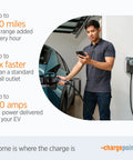 Top Shelf Level 2 EV Charger With J1772 Connector And Nema 650 Plug For Smooth Home Charging Vibe Featuring Smart App Controls And Legit Reliable Daily Power Setup in use with a man checking the app.