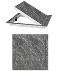 Aluminum Alloy Press To Open Drywall Access Panel Invisible Hidden Wall Cover For Swift Maintenance And Concealed Junction Boxes With Zero Tools Required No Sweat Operation Clean Style, gray marble finish, angled view.