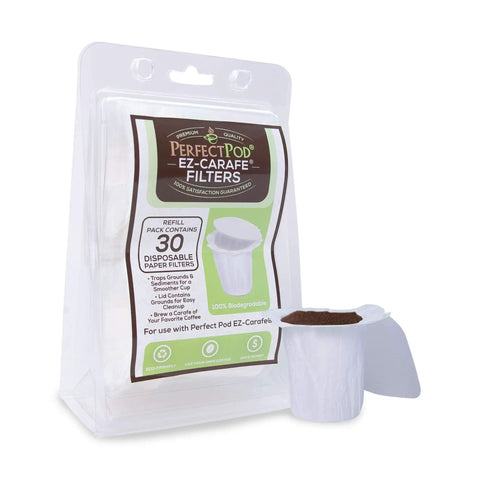 EZ Carafe Disposable Paper Filters With Patented Top Lid For Keurig 2.0 K Carafe Reusable Coffee Pods packaging and filter