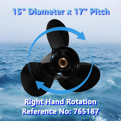 Aluminum Boat Outboard Propeller 15 X 17 Right Hand Rotation 3 Blade 15 Spline Fits Evinrude Johnson OMC Stern Drive 135 to 300HP