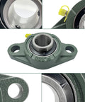Two DEEPDREAM UCFL206-20 pillow block bearings with 1-1/4 bore, flange-mounted, solid base