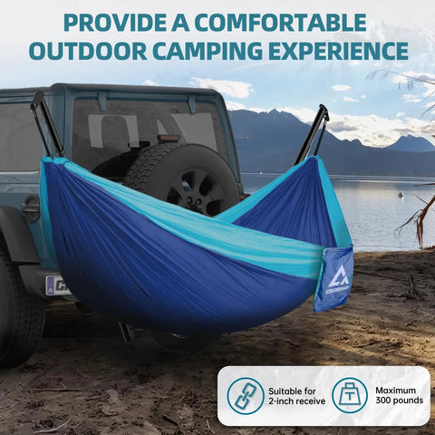 Beefed Up Hitch Mount Hammock Stand With Parachute Nylon Hammock And Storage Bag For 2 Inch Receiver Fits Class III And IV Trucks