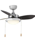 30 Inch Indoor Ceiling Fan With Dimmable Integrated LED Light Kit And Reversible Blades In Chrome Finish For Rooms Up To 100 Square Feet