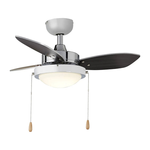 30 Inch Indoor Ceiling Fan With Dimmable Integrated LED Light Kit And Reversible Blades In Chrome Finish For Rooms Up To 100 Square Feet