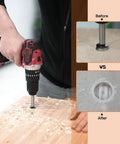 User demonstrates 16 Piece Forstner Bit Set Heavy Duty Woodworking Drill Bits for clean hole drilling in wood.