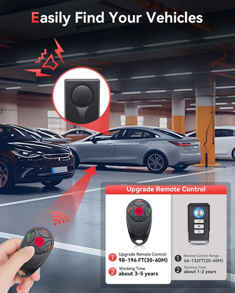 High Sensitivity Car Vibration Alarm With Remote, 108dB Siren And LED Flashing Security Light, Wireless Anti Theft Vehicle Alarm System For Door Prying And Vandalism Protection, remote and car