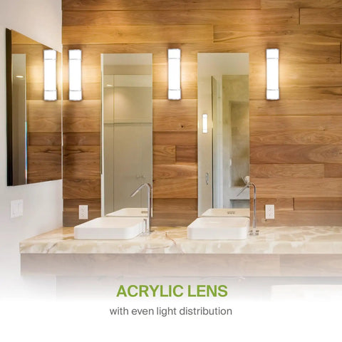24 Inch LED Vanity Light Bar With 3 CCT Dimmable Modes, Over Mirror Nickel Finish Bathroom Fixture in modern bathroom setting