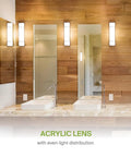 LED 24 Inch Vanity Light Bar With 3 CCT Dimmable Lighting, Energy Star and ETL Listed, shown over bathroom mirrors.
