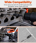 Magnetic Tap Socket Set Twelve Piece For One Quarter Inch And Three Eighths Inch Drive in use with drill and ratchet