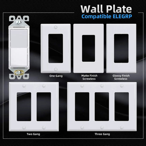 Three Way Decorator Light Switch 15 Amp 120 To 277 Volt AC Easy Install Rocker Paddle Self Grounding Residential And Commercial Grade UL Listed Replacement Wall Switch Glossy White Pack Of 10 with various wall plate options
