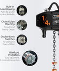 Top Rated Variable Speed Electric Chain Hoist 120 Volt Single Phase Lifting Machine includes built-in load bearing, chain guide, and overload protection.