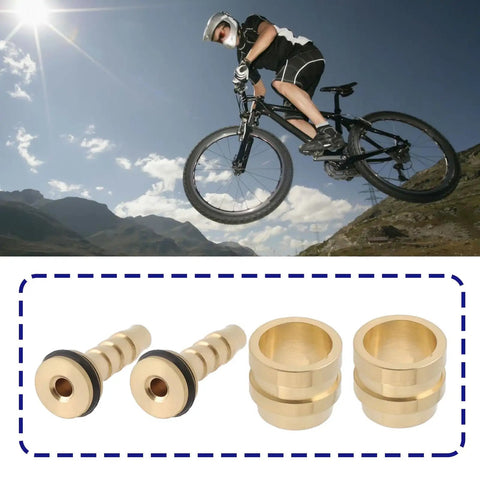 Eight Piece Hydraulic Disc Brake Hose Olive Repair Kit With Inserts Barb Screws And Connectors For TEKTRO Bikes shown with cyclist