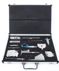 Open case showing 13 Piece Welding Gauge Tool Kit With Carry Case Includes 0 To 150mm Ruler Fillet Welding Gauge Micrometer And Inspection Mirror