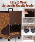 Real Deal Automatic Gravity Dog Feeder With Smooth Rolling Wheels For Large Breed Puppers, Self Refilling Bulk Kibble Dispenser shown with food reservoir.