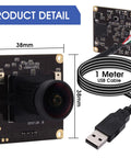 4K USB Camera With 170 Degree Fisheye Lens And Built In Microphone, 38mm module with USB cable, Ultra HD 3840x2160 at 30FPS