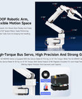 Open Source 6 Axis Robotic Arm Kit With High Torque Bus Servo And Native LeRobot Support 3D Printed Photosensitive Resin Parts Easy DIY 3D Printer Friendly 3D Parts Kit For Creative Robotics Projects 6-DOF arm with 180° joints and strong grip