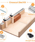 Aluminum T Track Double Cut Profile Miter Slot Jig For Woodworking Workbench with universal T-track and crosscut sled kit