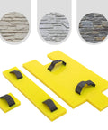Three Piece Polyurethane Concrete Stamps Set For Outdoor Surfaces With Seamless Impression Mold in yellow, various textures.