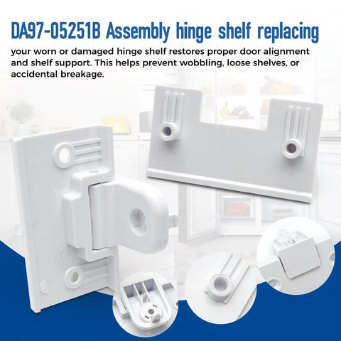 Refrigerator Hinge Shelf Assembly Replacement For Samsung Models DFSF9VKBABB DFSF9VKBAWW DFSS9VKBASS image with components