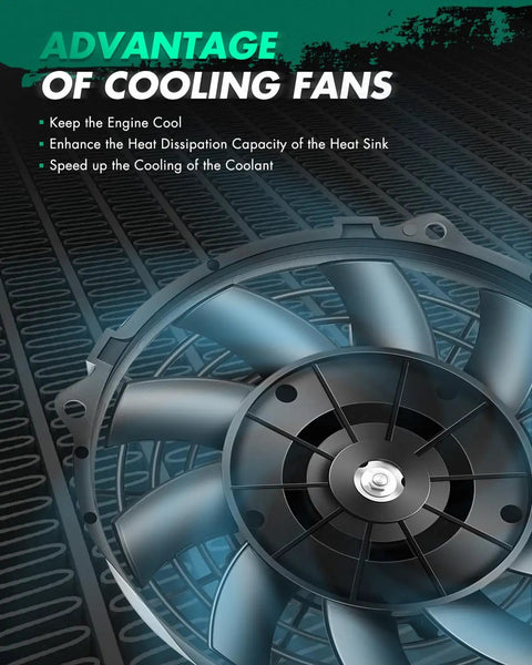 Factory Direct Drop In Ready Engine Radiator And AC Condenser Cooling Fan For Honda Civic 2006 To 2011 1.8L close-up of fan blades