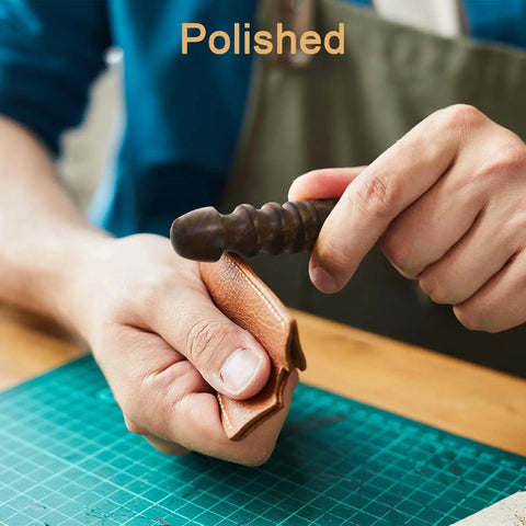 Using the Six Piece Leather Edge Tool Kit with Four Graded Edge Bevelers 0.8mm 1.0mm 1.2mm 1.5mm, Skiving Knife, and Burnisher