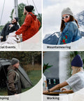 Premium Black And White Piano Plate Grid Knit Beanie Super Soft Winter Hat For Men And Women in outdoor and casual settings.