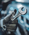 100 Piece Cotter Pins Assortment Kit, High Precision Carbon Steel Fasteners For Quick Install And Removal, Ideal For Automotive And Trailer Hitch Safety Applications, Beefed Up Durability, Heavy Duty Pins, hand holding cotter pin and wrench