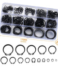 Heavy Duty Multiple Size Clip Set Ranging From 4mm To 28mm For Heavy Machinery And Car Repair Jobs That Won`t Rust Steel Rings in storage box.