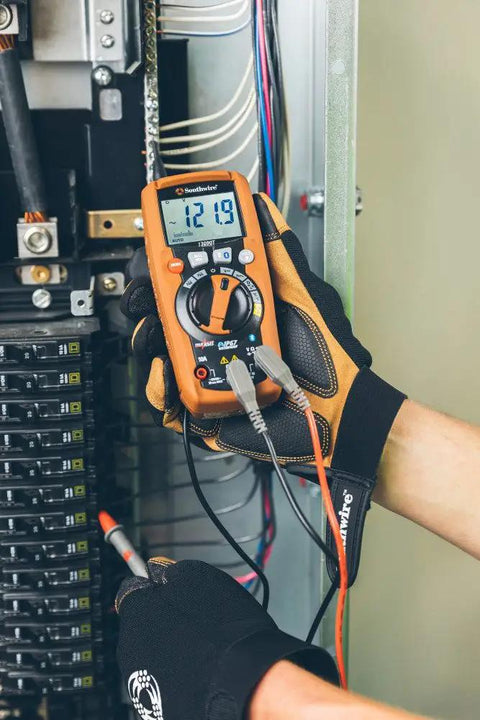 ResPro TRMS BT Bluetooth Multimeter With App Connectivity IP67 Waterproof Housing True RMS Accuracy LED Flashlight 13090T in use
