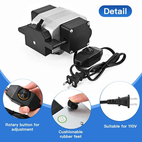 Ktondic air assist pump for laser engraver, black and silver with rotary knob and 110V power cord