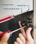 Perforated Manual T10 Torx Tamper Proof Security Screwdriver with 3mm Bit and ergonomic grip in use on a hinge