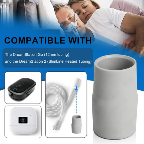 CPAP Tube Adapter For DreamStation 2 And DreamStation Go MicroFlex Tubing Connector Universal Mask Compatibility Lets You Use Any Standard CPAP Mask Easy Fit For DreamStation 2 Accessories Not For Original DreamStation, gray plastic connector