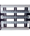 Heavy-Duty 8U DIN Rail Panel For 19 Inch Racks With 3.78 Inch Depth, 14-Gauge Steel, Removable DIN Rail, PVC Wire Duct