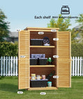 Outdoor Storage Cabinet With Lockable Double Doors And 3 Removable Shelves For Serious Tool Organization in garden.