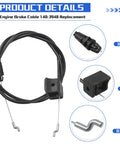 Engine Brake Cable Replacement 140-3948 For Toro 21770 21442 21445 Mowers OEM Direct Replacement Fits Exact Toro OEM Specs Easy Install And Durable Performance, black cable with metal ends