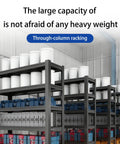 Killer 5 Tier Steel Storage Shelving Unit With Adjustable Metal Racks For Garage Warehouse And Basement Setup displaying heavy equipment storage in a warehouse.