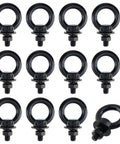 12 Pack M5 Stainless Steel Eye Bolts With Nuts And Washers for DIY projects and outdoor lifts, heavy duty black finish, 12 mm thread