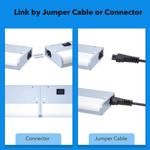 Under Cabinet Lighting You Can Hard Wire Or Plug In, Dimmable RGB Color Changing LED Fixture With Connector and Jumper Cable