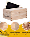 8 Frame Deep Brood Bee Hive Box For Langstroth Hives With Precut Dovetail Joints, featuring wood construction and frame.