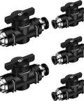 Image of a 5 Pack Three Eighths Inch OD Push To Connect Pneumatic Ball Valve Set With Quick Connect Tube Fittings For PVC Air Lines And Hoses