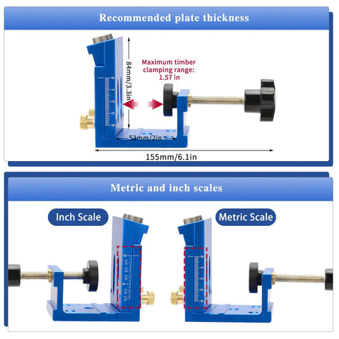 All In One Pocket Hole Jig Kit Pro Grade Heavy Duty Metal Pocket Screw Jig with 15 Degree Locator and scale measurement