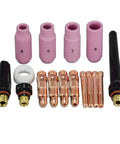 TIG Collet Bodies 10N Series Kit With Alumina Ceramic Cups For SR WP 17 18 26 Torches, 16 Piece Set with collets and cups